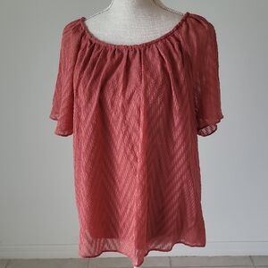 LC Lauren Conrad Pink Flutter Sleeve Blouse Relaxed Pleated